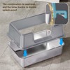 Large Stainless Steel Semi-Closed Cat Litter Tray,  Easy to Clean, High Removable Metal Cat Litter Tray with Non-Slip Mat, Cat Litter Scoop - 3 of 4