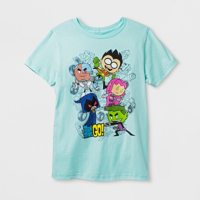 Boys' Teen Titans Go! Short Sleeve T-Shirt - Light Blue S – Target