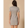 INSPIRE CHIC Women's Work Short Sleeve Vintage Houndstooth Pencil Sheath Dress - 3 of 4