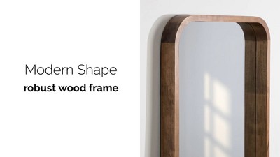 Hutton Natural Wood Rounded Radius Rectangular Wall Mirror 20x30