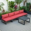 LeisureMod Chelsea 5-Piece Outdoor Patio Sectional Set with Coffee Table – Black Aluminum Frame, Cushions, Weather-Resistant - 2 of 4