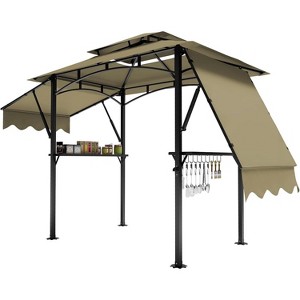 Grill Gazebo Canopy,Outdoor BBQ Grill Patio Canopy Tent with Led Light/Extra Shadows*2/Bottle Opener/Hanging Hooks - 1 of 4