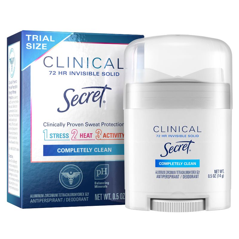 Secret Clinical Strength Completely Clean Invisible Solid Antiperspirant and Deodorant for Women - Fresh Scent - 0.5oz, 1 of 11