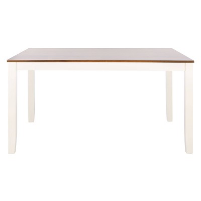 Silio Rectangular Dining Table White/Natural - Safavieh