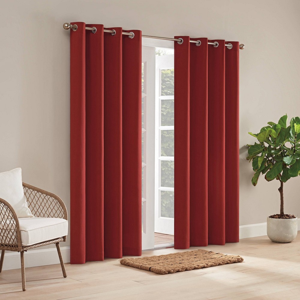 Photos - Curtains & Drapes 108"x52" Hampton Solid Outdoor Room Darkening Curtain Panel Red - Waverly