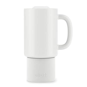 Ello 16oz Ceramic Aspen Travel Mug Coffee/tea Speckled White With Wood Base  for sale online