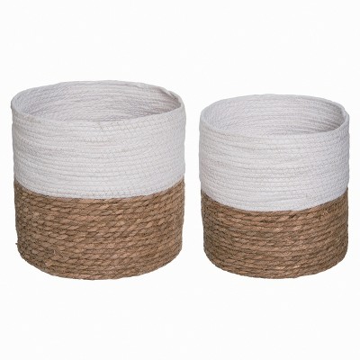 Transpac Paper 10" White Spring Color Block Baskets Set of 2
