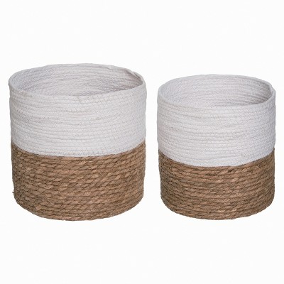 Transpac Paper 10" White Spring Color Block Baskets Set of 2