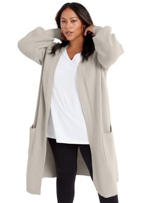 June + Vie by Roaman's Women's Plus Size Open-Front Cardigan