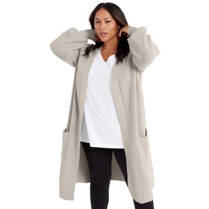 June + Vie by Roaman's Women's Plus Size Open-Front Cardigan - 1 of 4