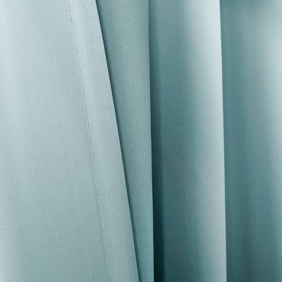 Blue Blackout Polyester Rod Pocket Curtain Panels