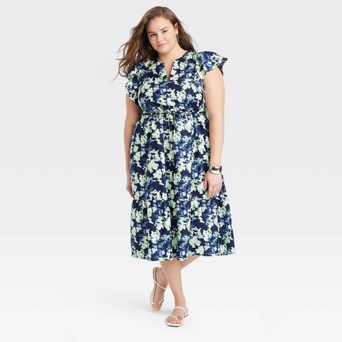 Plus Size Women Spring Empire Waist Midi Cocktail Dress Holiday Dress with  Pocket Short Sleeve, 1- Navy Blue, 14 Plus : : Clothing, Shoes &  Accessories