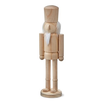tagltd DIY Wood Nutcracker Decor with White Fur Trim Hair and Beard, 14.56 in.
