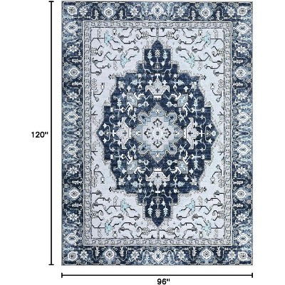 Washable Vintage Floral Area Rug Non-Slip Print,Non-Shedding,Soft Foldable Carpets for Dining Room,Bedroom,Living Room,Kitchen Entryway