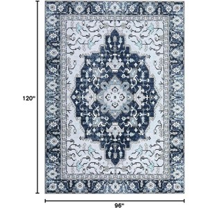 Washable Vintage Floral Area Rug Non-Slip Print,Non-Shedding,Soft Foldable Carpets for Dining Room,Bedroom,Living Room,Kitchen Entryway - 1 of 4