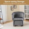 Tangkula Upholstered Velvet Barrel Chair w/ Ottoman Wood Frame Non-slip Felt Pads - 4 of 4