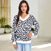 Anna-Kaci Women's Leopard Print V-Neck Long Sleeve Pullover with Contrast Trim for Daily Wear - 2 of 4