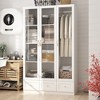Famapy White Stylish Wardrobe with 3-Glass Doors and 3 Drawers - 2 of 4