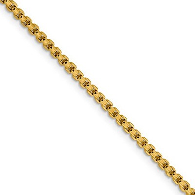 Black Bow Jewelry 2.4mm 14k Yellow Gold Diamond Cut Round Box Chain Necklace