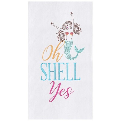 C&F Home Shell Yes Flour Sack Embroidered Cotton Flour Sack Kitchen Towel Dishtowel