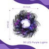 20 Inch 30 LED Halloween Wreath Decoration with Bat & Spider Purple Lights Battery Operated - 2 of 4