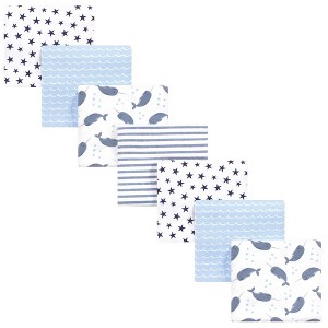 Hudson Baby Infant Boy Cotton Flannel Receiving Blankets Bundle, Narwhal, One Size - 1 of 2