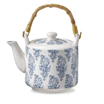 TAG Cottage Blue Floral Stoneware Teapot, 39 oz
