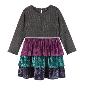Andy & Evan  Toddler  Girls Multi Colored Crushed Velvet Tiered Dress - 1 of 4