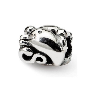 Black Bow Jewelry Sterling Silver High Polished Dolphin Bead Charm - 1 of 3