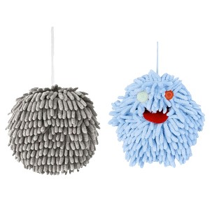 REGALWOVEN 2 Pcs Cute Comfortable Soft Absorbent Chenille Fuzzy Hand Towel - 1 of 4