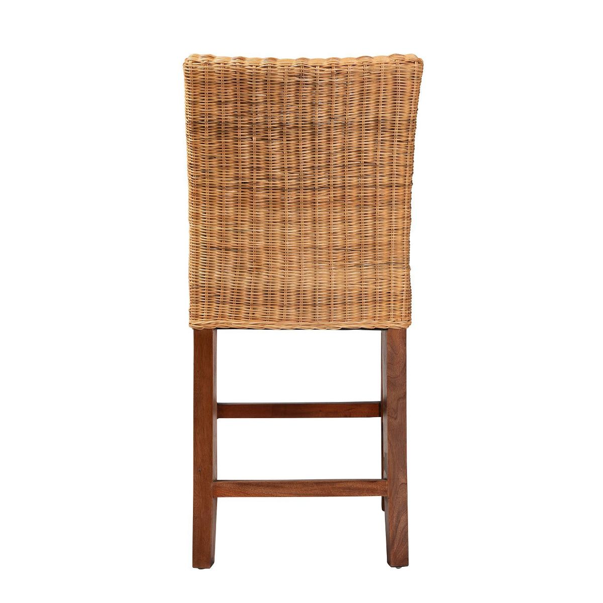 Racquel Natural Rattan and Mahogany Wood Counter Height Barstool Walnut Brown - bali & pari - thumbnail 5