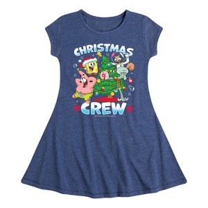 Girls' - SpongeBob SquarePants - Christmas Crew Fit & Flair Cap Sleeve Dress - 1 of 4