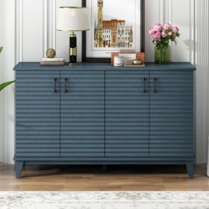 60" Retro Sideboard Buffet Cabinet Accent Buffet Storage Cabinet With 4 Doors Adjustable Shelves For Living Room Kitchen Dining Room - 1 of 4