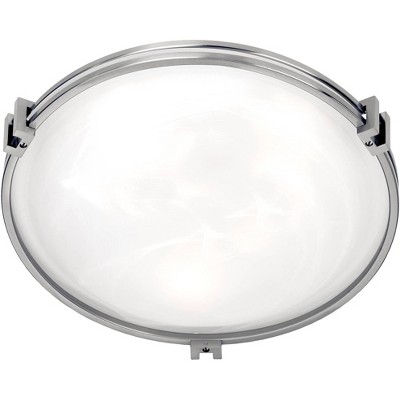 Contemporary Brushed Nickel 20" Ceiling Light with Marbleized Glass