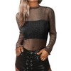 Nlife Womens Nashville Mesh Sheer Sparkly Top Glitter See Through Tops Tee Shirt Long Sleeve Concert Rave Outfits - 2 of 4