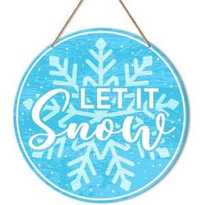Lomsoe Christmas Wooden Hanging Decor Winter Let It Snow Door Sign Wooden Farmhouse Wall Front Door Hanger Christmas Sign Christmas Gift - 1 of 4