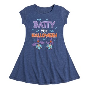 Girls' - Dr. Seuss - Batty For Halloween Thing 1 and Thing 2 Fit & Flair Cap Sleeve Dress - 1 of 4