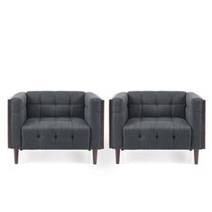 Set of 2 Mclarnan Contemporary Tufted Club Chairs - Christopher Knight Home - 1 of 4