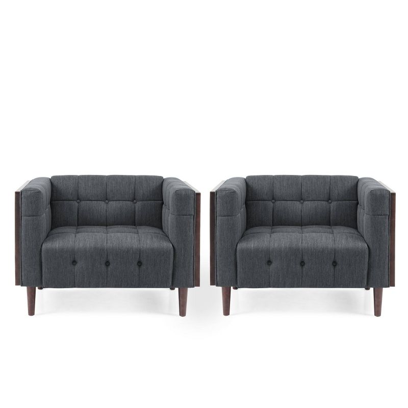 Set of 2 Mclarnan Contemporary Tufted Club Chairs - Christopher Knight Home, 1 of 10