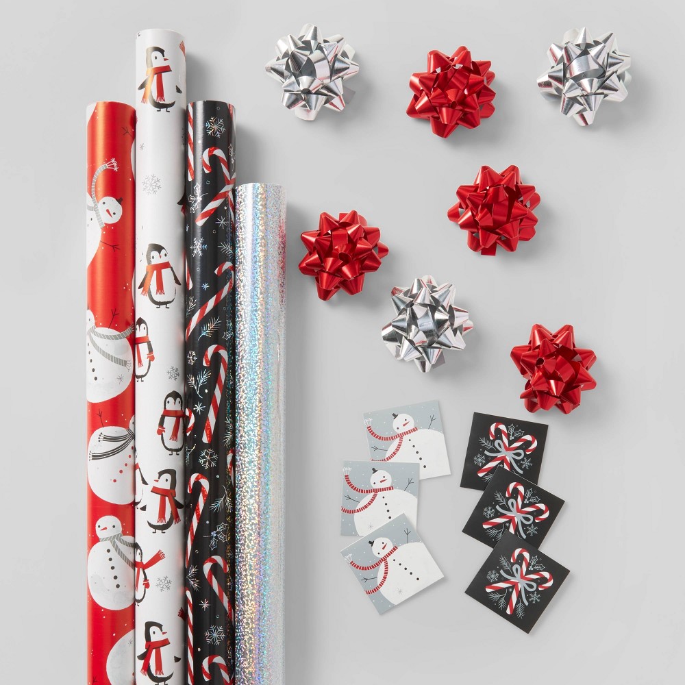 Gift Wrap Pack Red/White/Silver - Wondershop