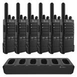Cobra PX650 BCH6 - Professional/Business Walkie Talkies for Adults - Rechargeable, 300,000 sq. ft/25 Floor Range Two-Way Radio Set (6-Pack) - Black