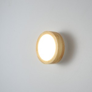 Rennnsan Vastrae 7" W Hardwired Circle Round Wooden Country LED Dimmable Wall Sconce Flush Mount in Beige - 1 of 4