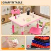 Kids Table and 4 Chairs Set - Height Adjustable Toddler Table with Non-Slip Legs/Graffiti Desktop for Ages 2-10, for Home, Classroom & Daycare - 2 of 4