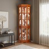Wooakway 71"H Oak Finish Corner Curio Cabinet with 5 Shelves and Display Lighting - 3 of 4