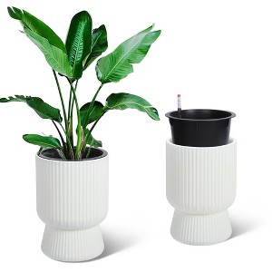 Tall Planters Set of 2, Large Planter , Flower Pots with Water Level Monitor, for Patio, Porch, Living Room, or Home Office - 1 of 4