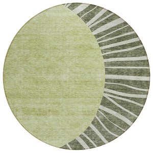 Olive Green And Artichoke Green Abstract Washable Indoor Outdoor Area Rug - 1 of 4