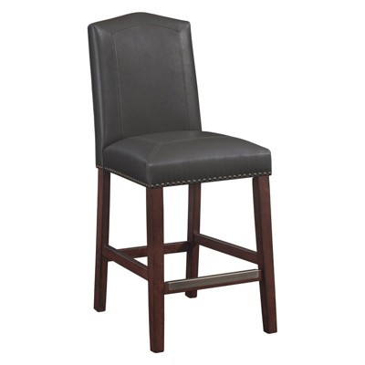 Carteret Gray Leather Counter Stool In Espresso - Comfort Pointe : Target