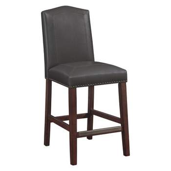 Carteret Gray Leather Counter Stool in Espresso - Comfort Pointe 