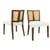 KWPZQEB Rattan Dining Chair Without Arms, Boho Chairs with Upholstered, Kitchen Chairs with Vintage Rattan Backrest, Side Chair for Dining Room - 4 of 4