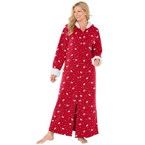 Dreams & Co. High Pile Fleece-Lined Long Hooded Robe - 1 of 4